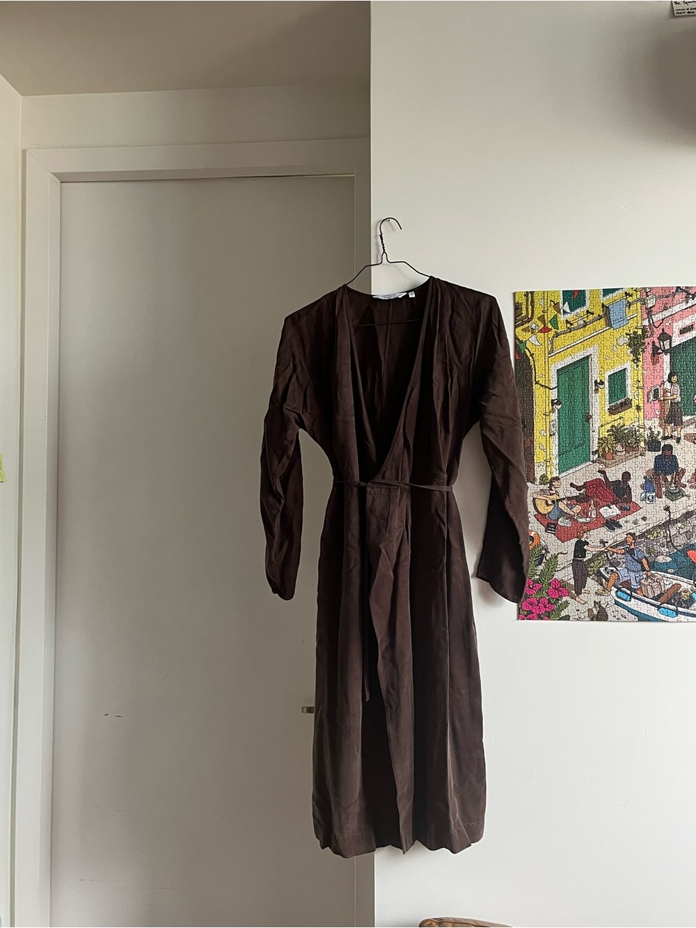 & Other Stories Brown Wrap Midi Dress size 6